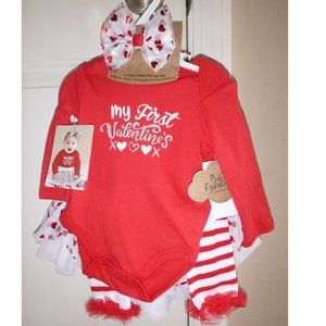 Baby Girls My First VALENTINE'S Day 4-Pc Bodysuit, Tutu, Leg Warmers & Headband